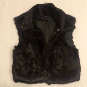 Theory Ethel B Dark Brown 100% Rabbit Fur Vest
